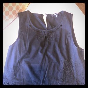 Madewell Black Peplum Eyelet Top